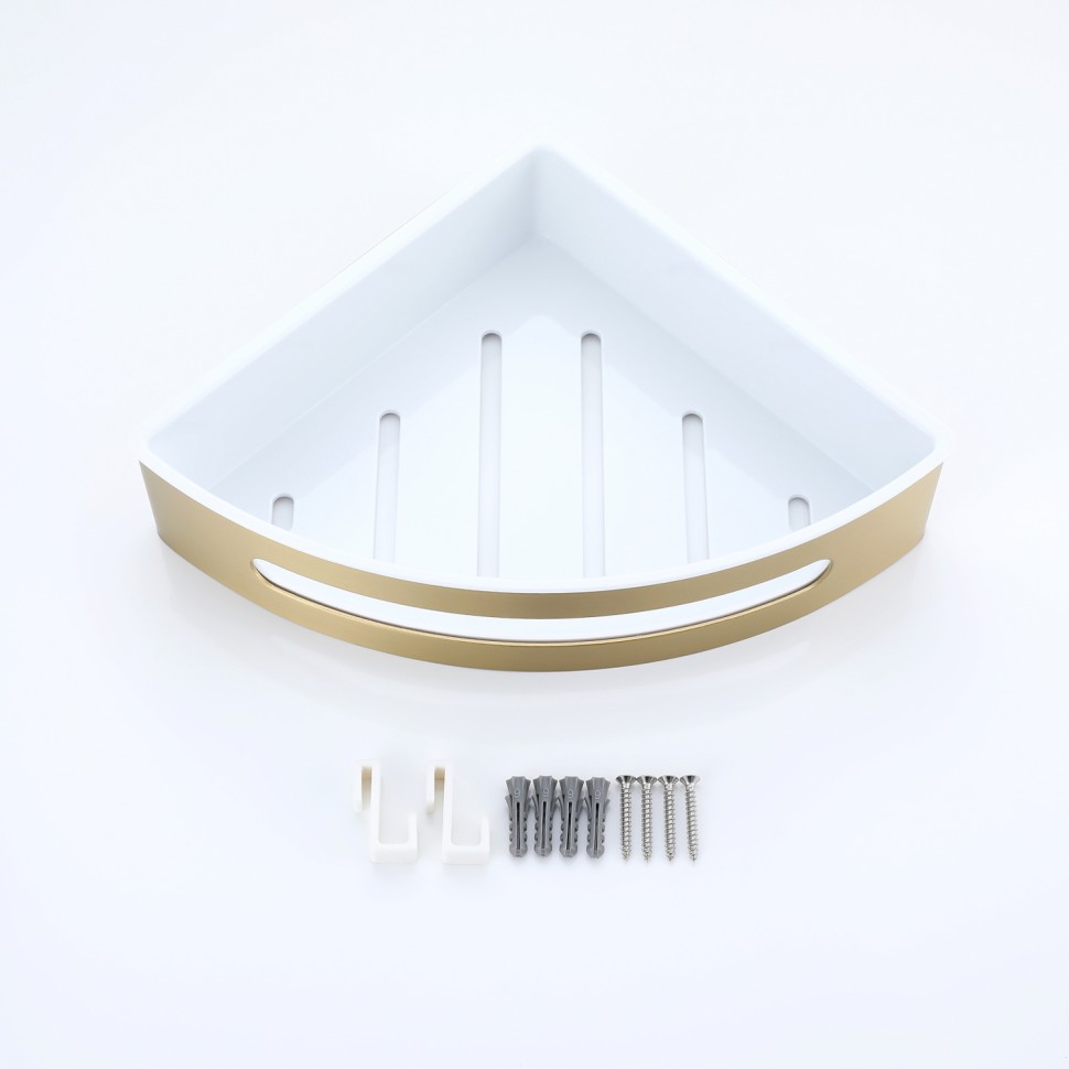 Полка для ванной комнаты угловая 205*205*55мм Raglo сатин золото