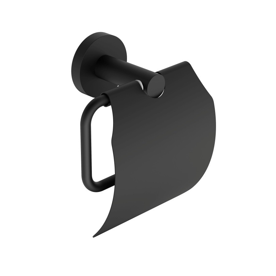 AQM7210MB Trento Держатель туалетной бумаги с крышкой, черный матовый