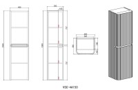 Шкаф Vincea Alto VSC-4A150MG-R подвесной, правый, 1500*404*350, светло-серый матовый