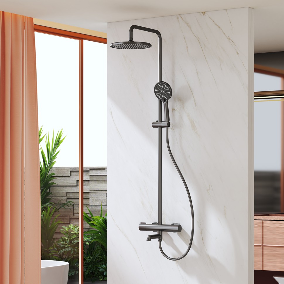 Душевая система Raglo с термостатом для ванны R20.26.09 Графит