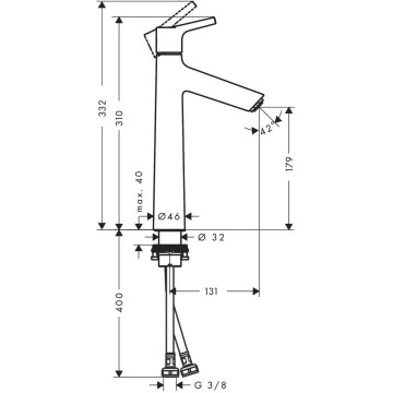 Смеситель для раковины Hansgrohe Talis S 190, без сливного набора 72032000, хром