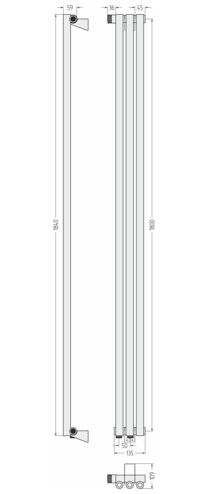 Эстет-0 EU50 левый 1800х135 3 секции