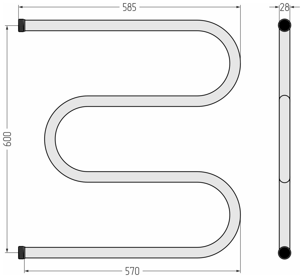 М-образный 600х600 резьба-сгон 1"