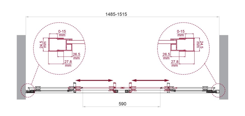 Душевая дверь BelBagno LUCE-BF-2-150-C-Cr