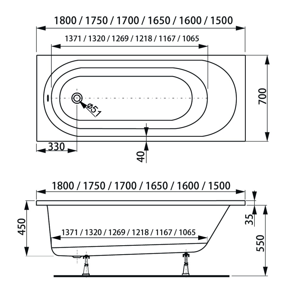 Акриловая ванна VAGNERPLAST KASANDRA 140x70