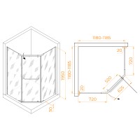 Душевой уголок RGW PA-081B (Матовое-Сатинат, 1200x1200)