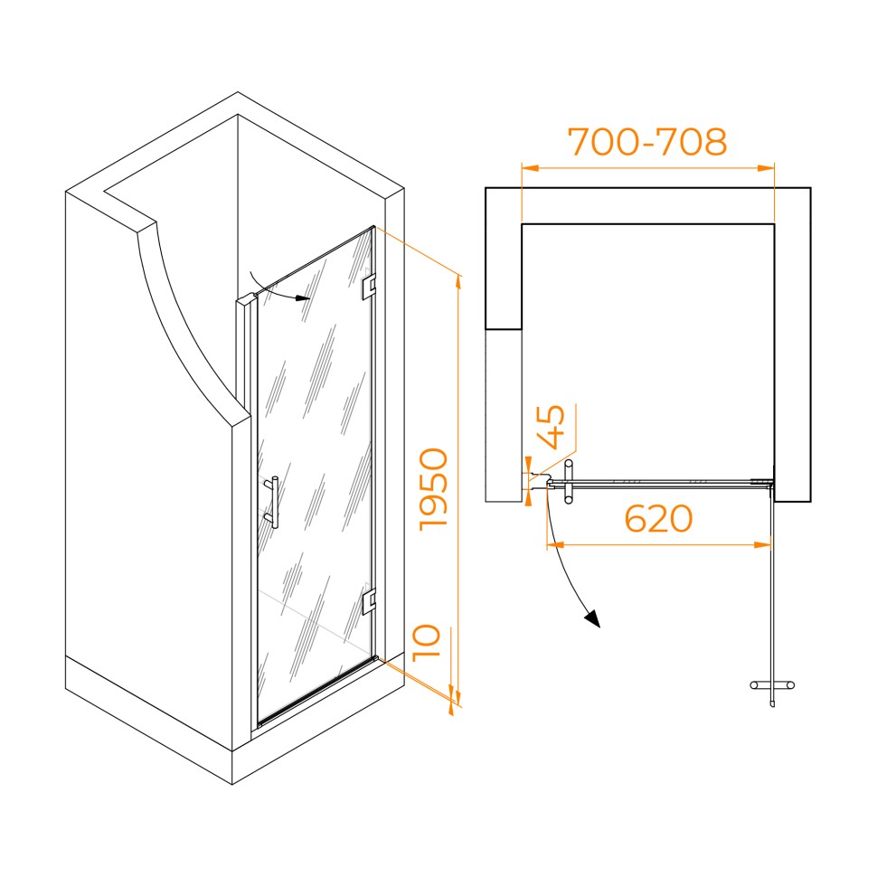 Душевая дверь RGW HO-011 (Прозрачное, 700)