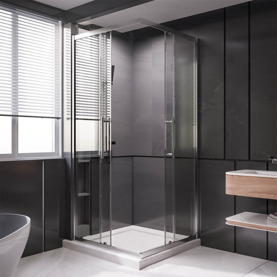 1/2 Душевого угла Veconi Premium Trento PTC-20CH, 1200*2000мм, хром, стекло прозрачное