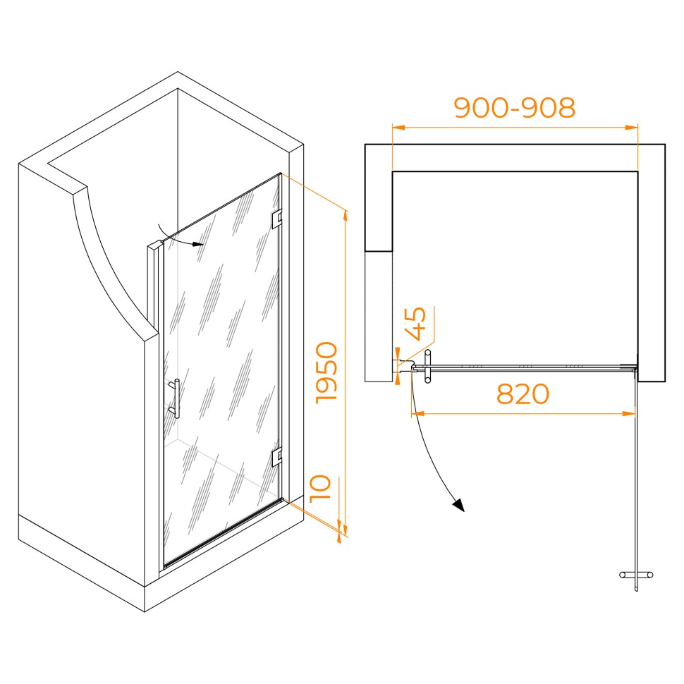 Душевая дверь RGW HO-011B (Прозрачное, 900)