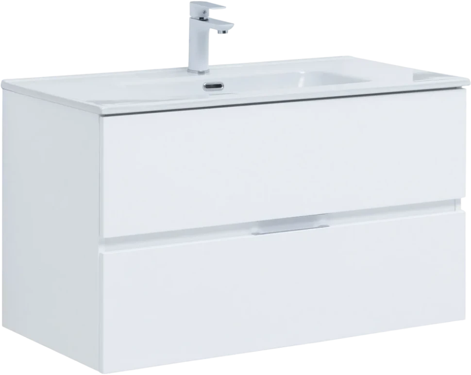 Тумба с раковиной Алвита new 90 2 ящ. цв.белый матовый