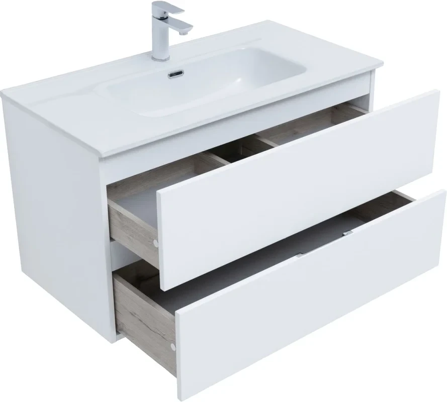 Тумба с раковиной Алвита new 90 2 ящ. цв.белый матовый