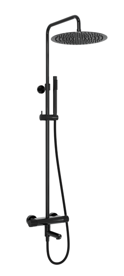 Душевая система MILLEAU Tissage ML8075BKS.DT-GB (Cool touch) с изливом, Черный глянец