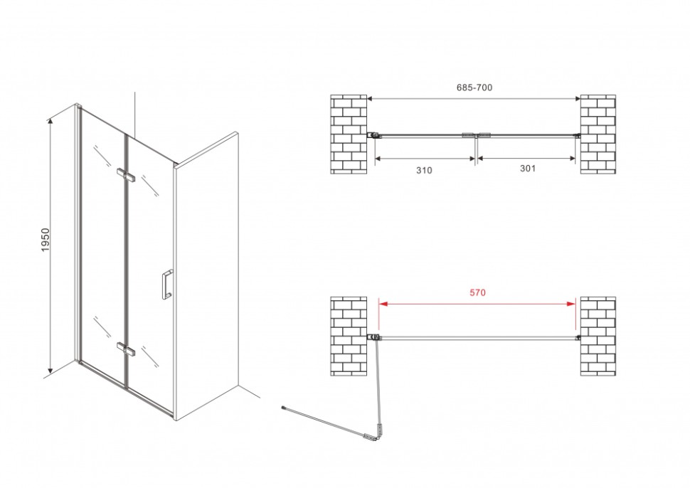 Душевая дверь ABBER Zart AG08070P