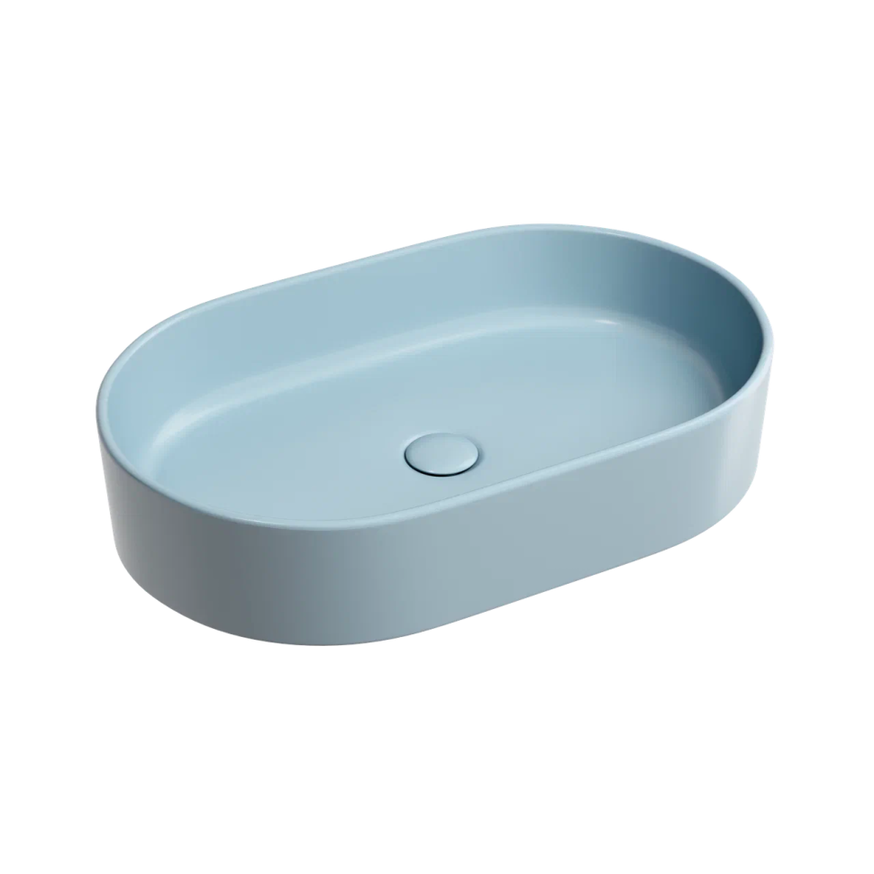 Умывальник чаша накладная овальная (цвет Голубой Матовый) Element 608x385x122мм