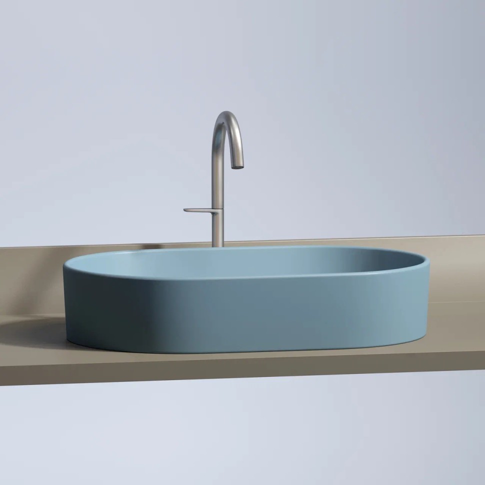 Умывальник чаша накладная овальная (цвет Голубой Матовый) Element 608x385x122мм