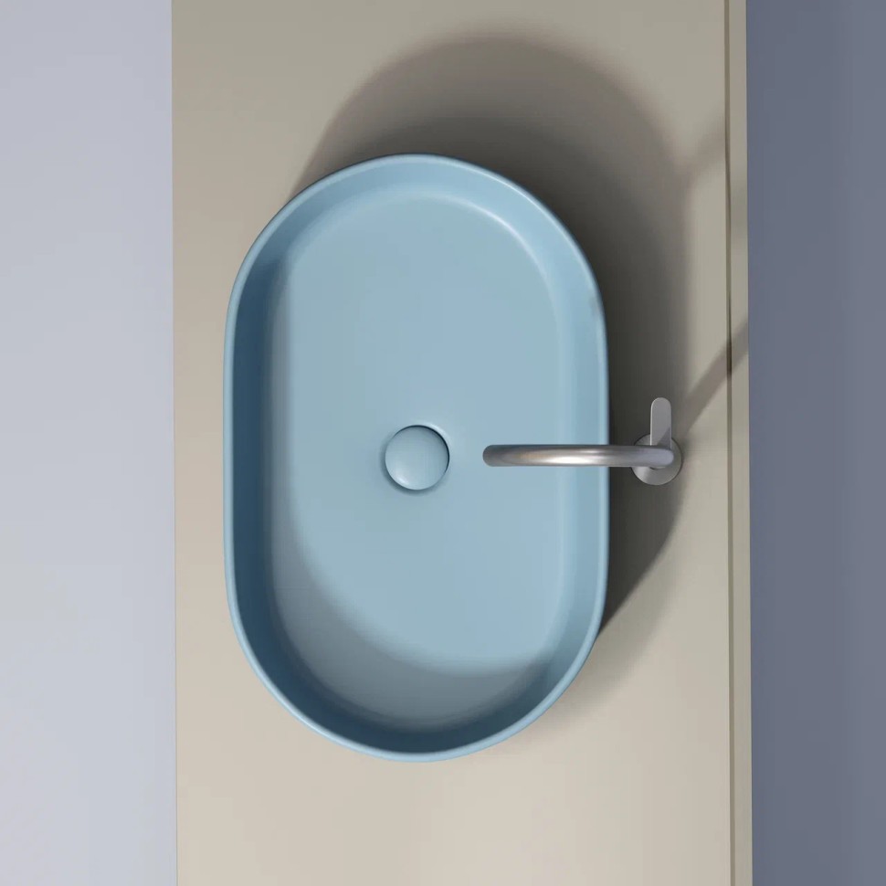 Умывальник чаша накладная овальная (цвет Голубой Матовый) Element 608x385x122мм