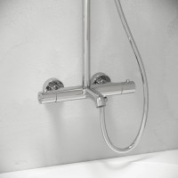 Душевая стойка с изливом и термостатом для ванны/душа Game, с регулировкой по высоте, цвет хром, арт.SC3001LCH