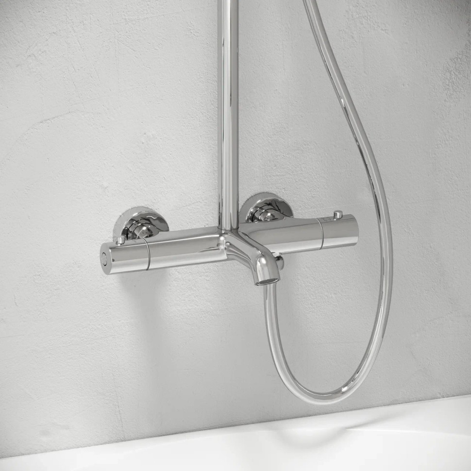 Душевая стойка с изливом и термостатом для ванны/душа Game, с регулировкой по высоте, цвет хром, арт.SC3001LCH