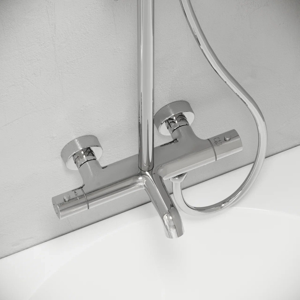 Душевая стойка с изливом и термостатом для ванны/душа Game, с регулировкой по высоте, цвет хром, арт.SC3001LCH