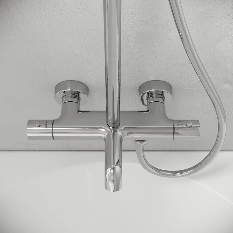 Душевая стойка с изливом и термостатом для ванны/душа Game, с регулировкой по высоте, цвет хром, арт.SC3001LCH