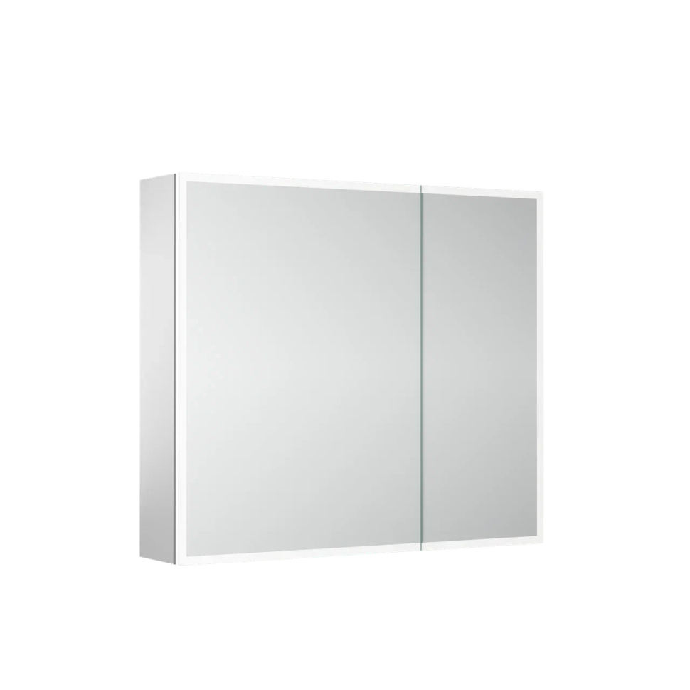 Зеркальный шкаф для ванной комнаты из алюминия SANCOS Evoke 800x700х136 мм с LED подсветкой арт. SC8080