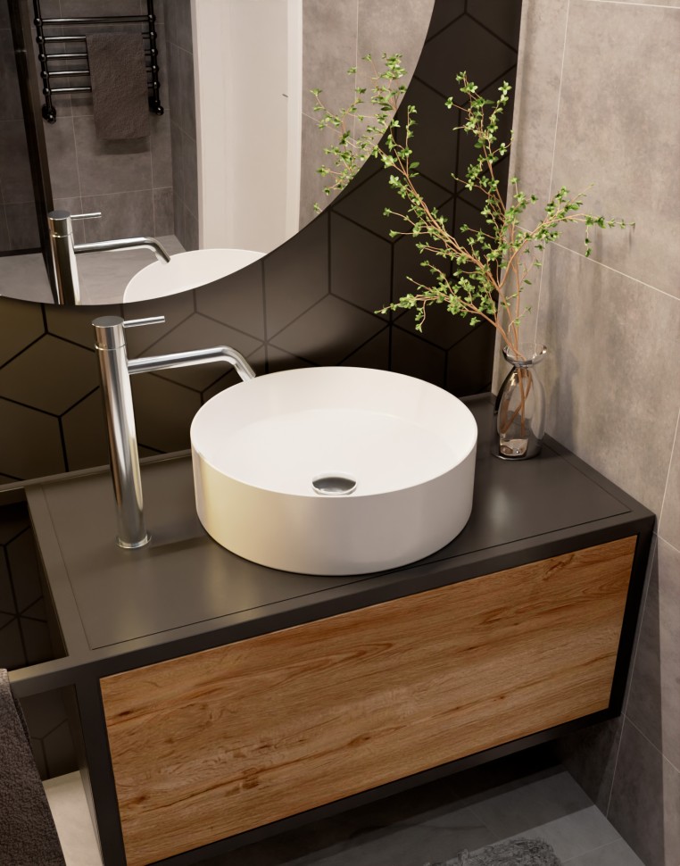 AQM5007 Раковина настольная отдельностоящая круглая. 400x400x120