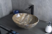 Раковина Gid Mnc138T 54472 накладная под камень глянцевая 41x34x15