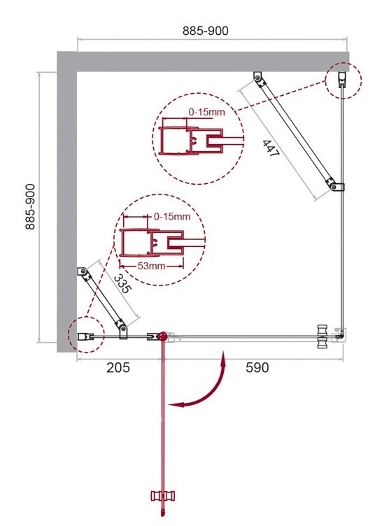 Душевая дверь BelBagno ETNA-60/30-C-Cr
