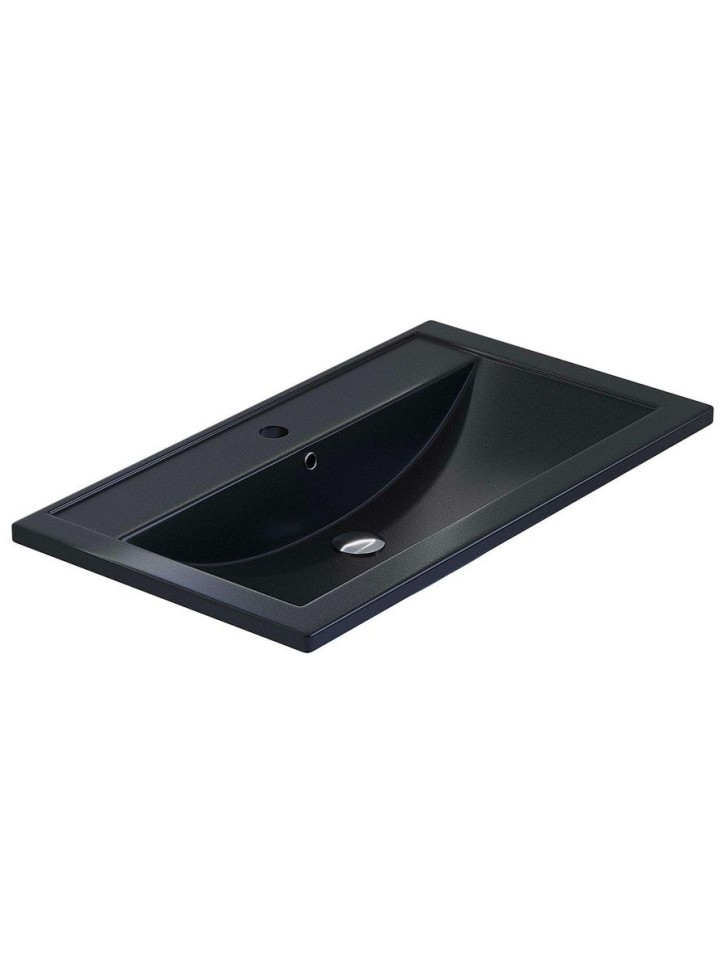Раковина для ванной кварцевая Uperwood Foster Quartz 80х45,5х17,5 см, черная матовая, космос