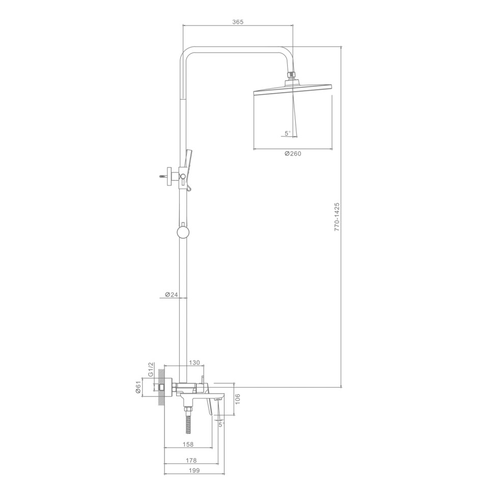 Душевая система Raglo для ванны и душа R31.24 Хром