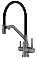 Смеситель Raglo для кухни со съемным гибким изливом, с магнитным фиксатором излива, с подключением фильтра питьевой воды R81.63.03 Золотой сатин