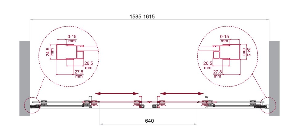 Душевая дверь BelBagno LUCE-BF-2-160-C-Cr