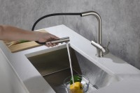 Смеситель для кухни с подключением фильтра и выдвижной лейкой Timo Saona 2356/13FL никель