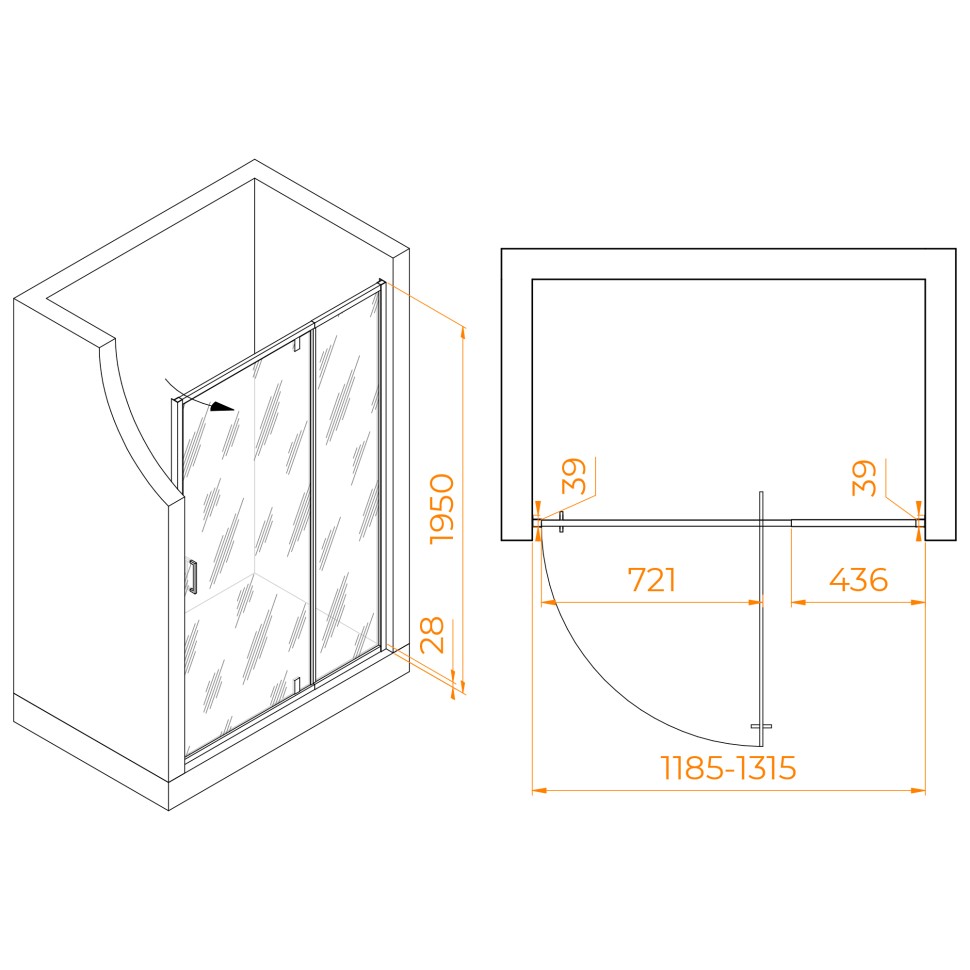 Душевая дверь RGW PA-008 (Матовое-Сатинат, 1200)