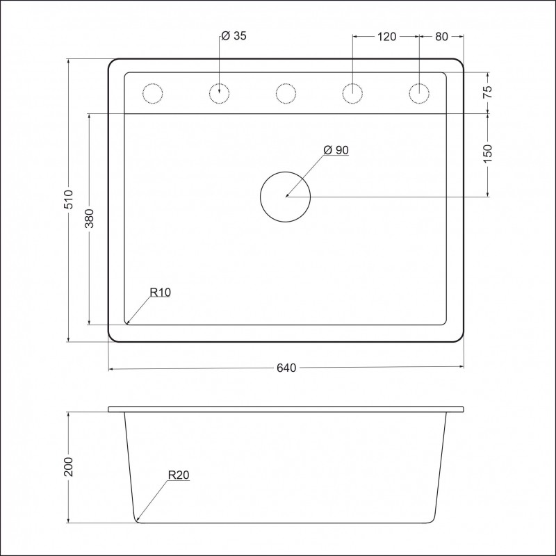 Кухонная мойка ЕМАR EMQ-1640.Q EMQ-1640.Q Морион