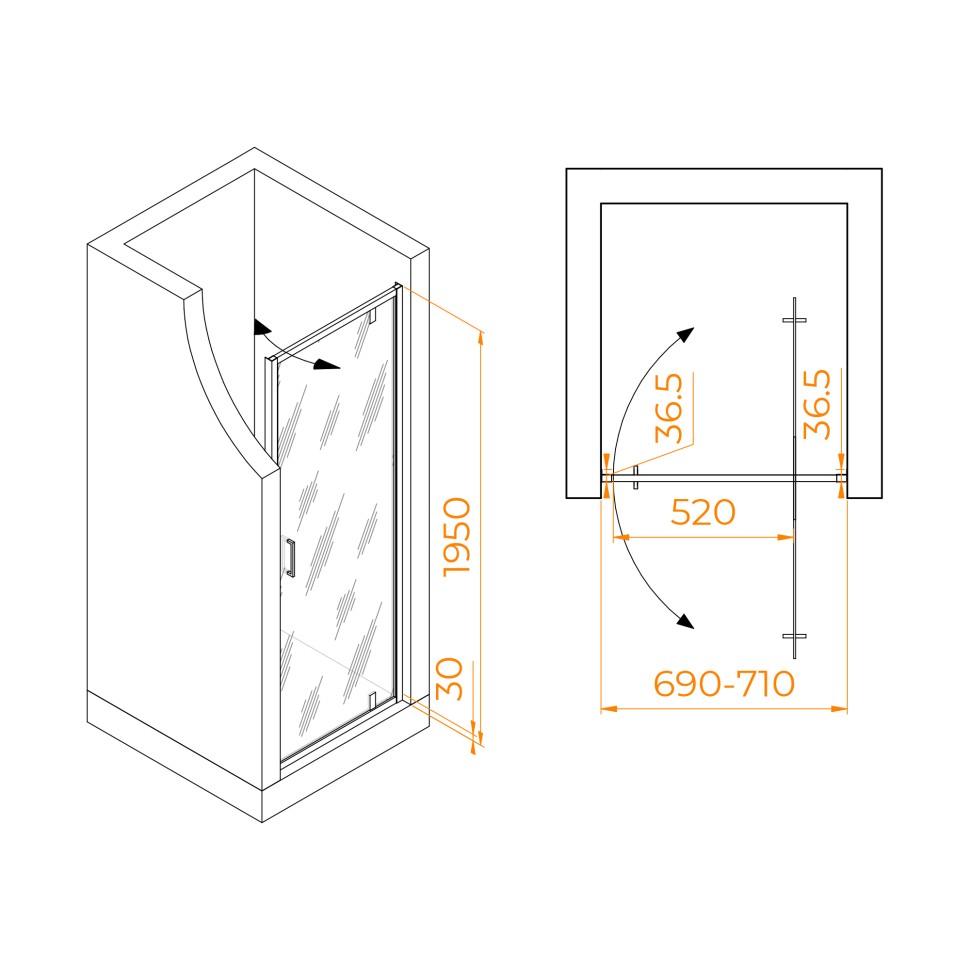 Душевая дверь RGW LE-102B (Прозрачное, 700)