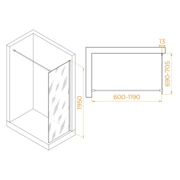 Душевая перегородка RGW WA-010G (Прозрачное, 700)