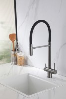 Смеситель ABBER Wasser Kreis AF81141NG для кухни с подключением фильтра и выдвижной лейкой, никель