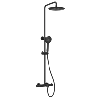 Душевая стойка с изливом и термостатом для ванны/душа Game, с регулировкой по высоте, цвет черный матовый, арт.SC3001LMB