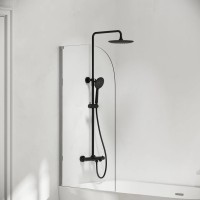 Душевая стойка с изливом и термостатом для ванны/душа Game, с регулировкой по высоте, цвет черный матовый, арт.SC3001LMB