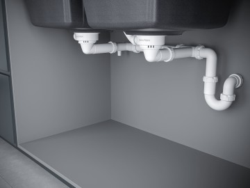 Сифон телескопический двойной с круглым переливом Trust, PM1023-CR, хром, Paulmark