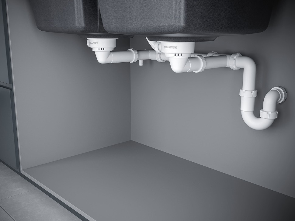 Сифон телескопический двойной с круглым переливом Trust, PM1023-CR, хром, Paulmark