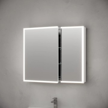 Зеркальный шкаф для ванной комнаты из алюминия SANCOS Evoke 900x700х136 мм с LED подсветкой, арт. SC8090