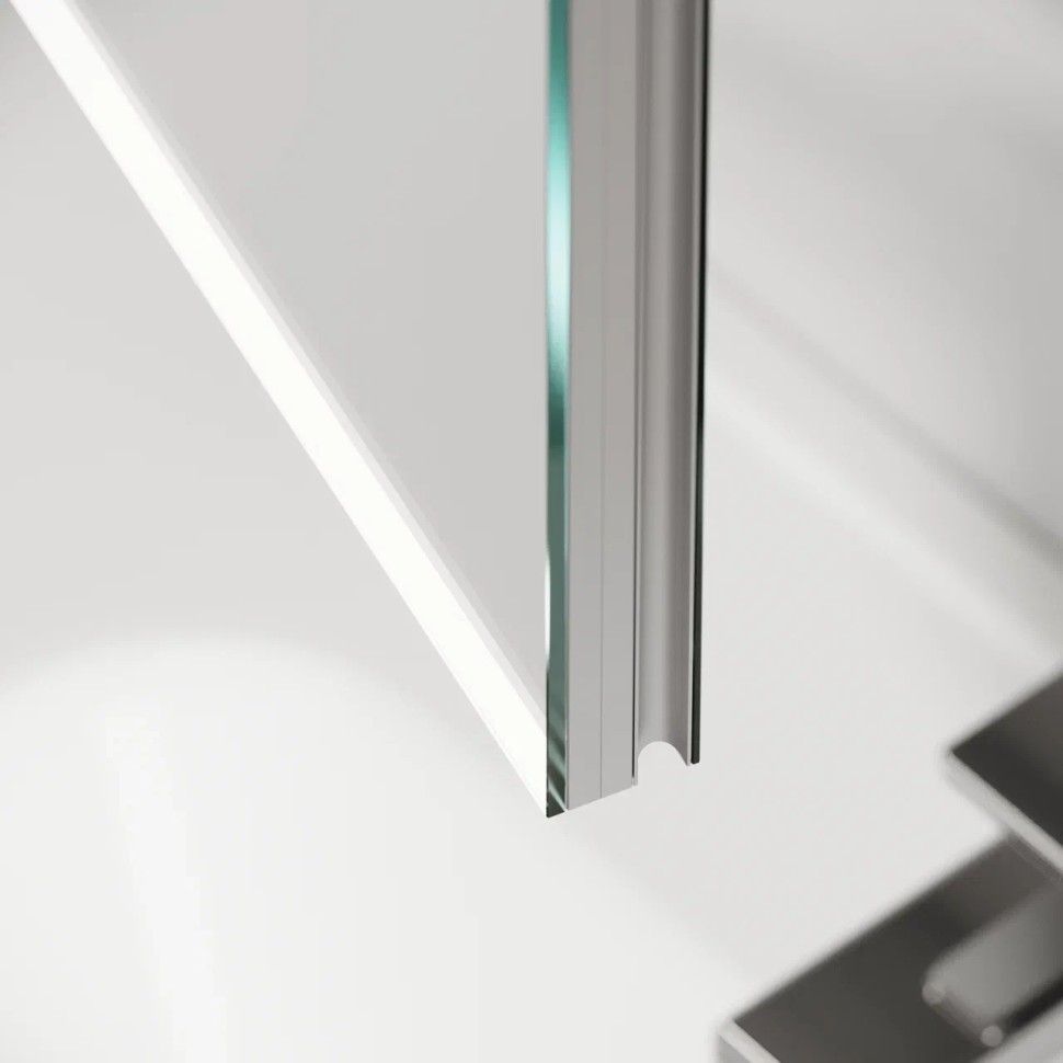 Зеркальный шкаф для ванной комнаты из алюминия SANCOS Evoke 900x700х136 мм с LED подсветкой, арт. SC8090