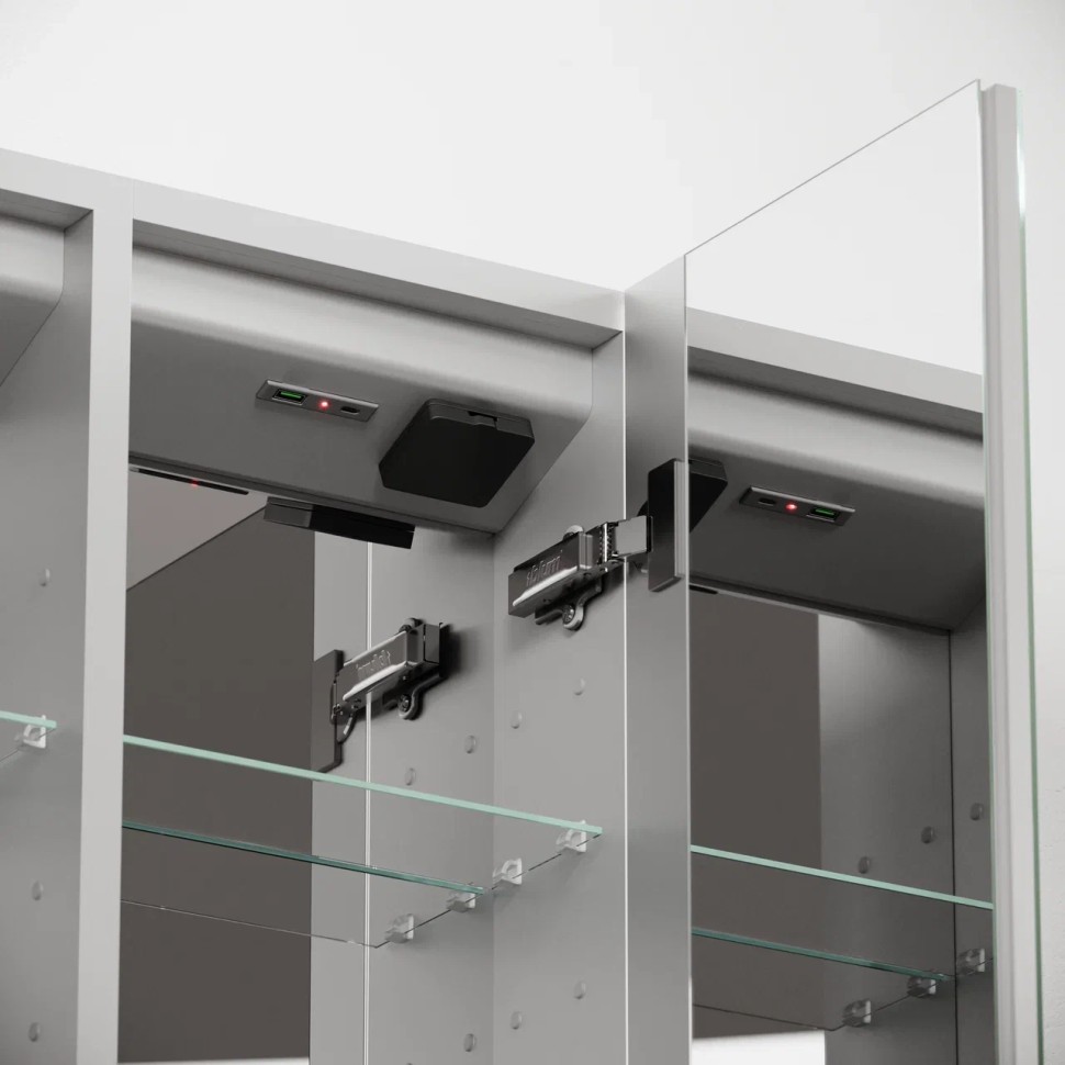 Зеркальный шкаф для ванной комнаты из алюминия SANCOS Evoke 900x700х136 мм с LED подсветкой, арт. SC8090