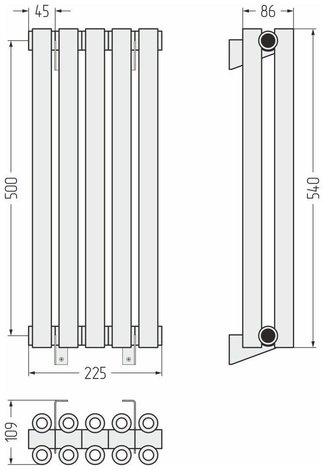 Эстет-00 500х225 5 секций