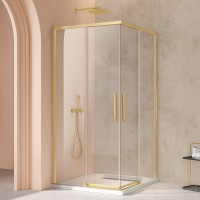 Душевой уголок Слим 8мм (Slim 8mm) VSS-4SL100CLG, 1000*1000, брашированное золото, стекло прозрачное