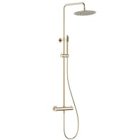 AQM 8006BG Душевая система с термостатом, O250, 1/1 режим, латунная лейка, верхний душ - сталь