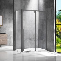 Душевой уголок Lugano VSR-1L1012CLGM-1, 1200*1000, вороненая сталь, стекло прозрачное