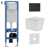 Комплект 3в1 IBERICA BLANCA инсталляция SILENCIO MINI, унитаз TOLEDO ALTO белый, кнопка смыва INOX-S черный матовый (IB.001M.TLA.234.1604)